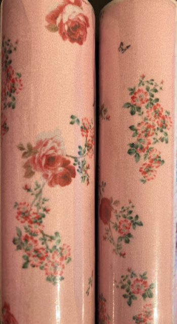 Tecido Adesivado Floral Rosa