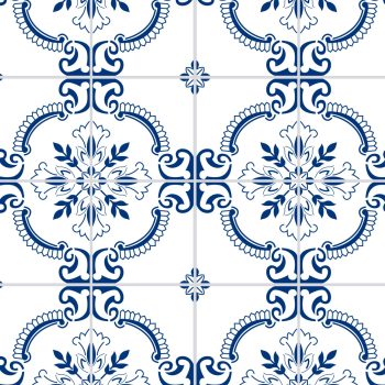 Tecido Adesivado Mosaico Azul