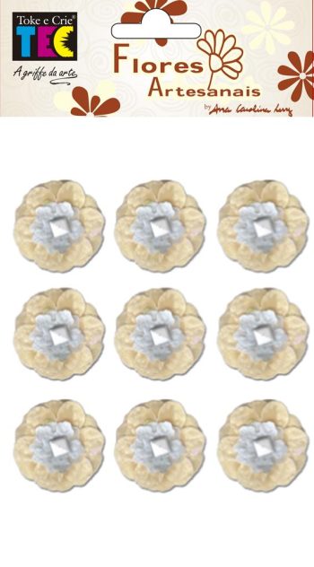 Flores Artesanais  Azul e Bege Mini