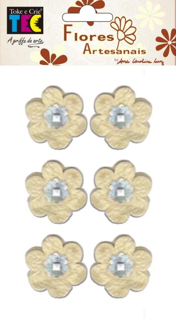 Flores Artesanais Azul e Bege Pequena