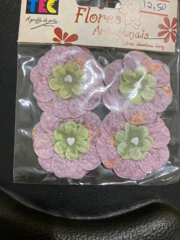 Flores Artesanais Lilas e Verde Média