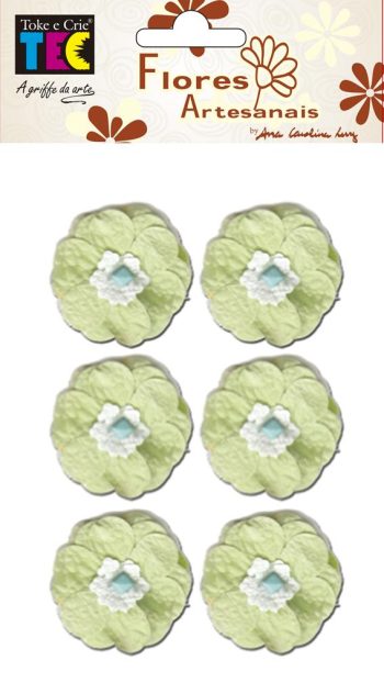 Flores Artesanais  Verde e Azul  Pequena